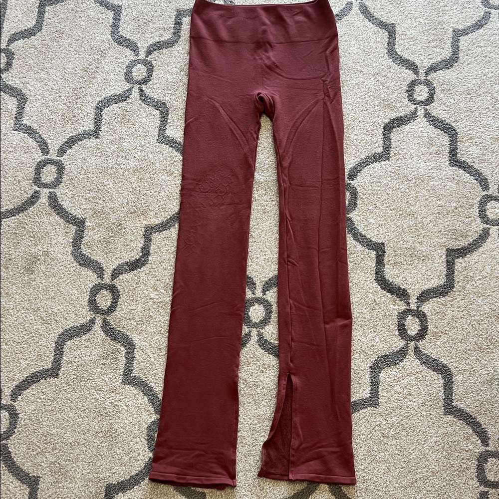 Fabletics Maroon Leggings with slit. Women’s size small